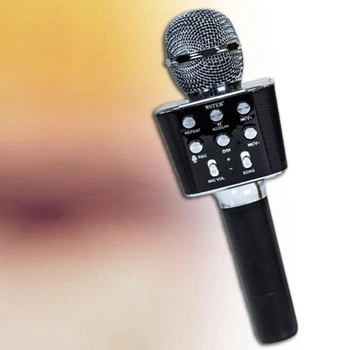 Бездротовий караоке Bluetooth мікрофон для блютуз колонка дитячий мікрофон для співу, Чорний