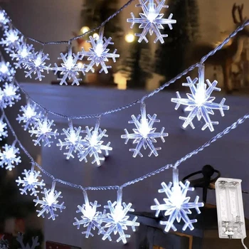 Светодиодная гирлянда "Снежинки" 20 LED, 3м, на батарейках АА, Белый
