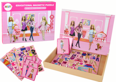 Puzzle magnetyczne LEAN Toys Educational Theme of Fashionable Girls 11 elementów (5905884452479)