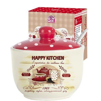 Сахарница с ложкой 450мл 'Happy Kitchen' (d-11см, h-7,5 см) 2242-11