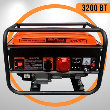 Генератор бензиновий 3 Фази 3,2 кВт із ручним запуском KRAFT&DELE KD3141 + AVR 3200 Вт 220 В / 380 В