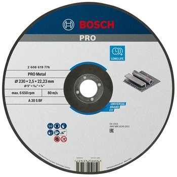 Круг отрезной Bosch PRO Metal 230×2.5×22.23 мм (2608619776)