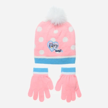 Детский демисезонный комплект (шапка + перчатки) для девочки Disney Bluey XH4144 52 см Розовый (3609087278226)