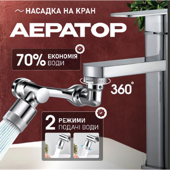 Поворотна насадка на кран аератор Splash Head подовжувач на гусак універсальний кран що обертається, з поворотом