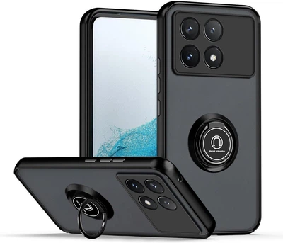 Чехол Fiji Colorframe для Poco X6 Pro 5G матовый бампер с кольцом подставкой Black