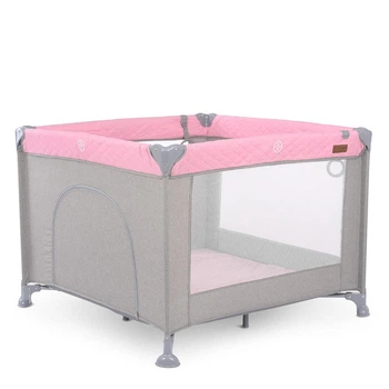 Детский манеж ME 1097 CASTLE Pink Gray из льна