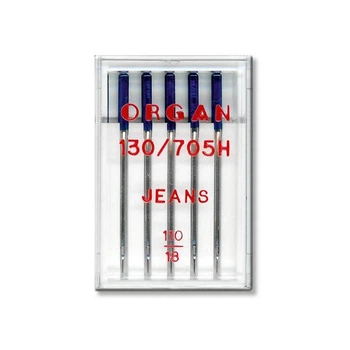 Иглы швейные для джинса ORGAN JEANS №110 пластиковый бокс 5 штук для бытовых швейных машин (7047)