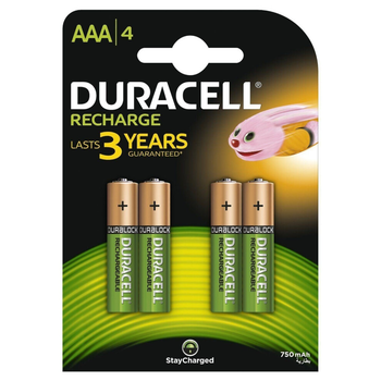 Akumulator Duracell Recharge AAA/LR3 750 mAh 4 szt. (5005004)(5000394045019)