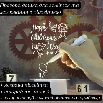 Доска для заметок с LED подсветкой, креативный светодиодный ночник с ручкой