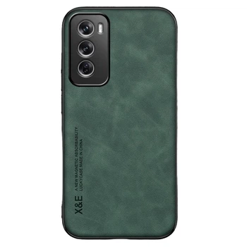Шкіряний чохол - накладка X&E для Oppo Reno12 Pro з металевою вставкою green
