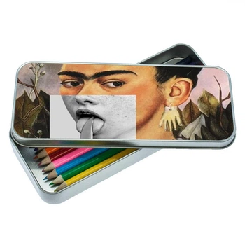 Пенал школьный для мальчика и девочки металлическая картина мем 7*18 см Silver