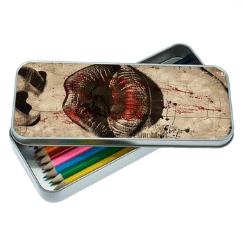 Пенал школьный для мальчика и девочки металлический губы 7*18 см. Silver