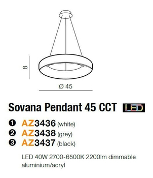 Люстра подвесная Sovana AZ3438 AZzardo серый / белый, серый