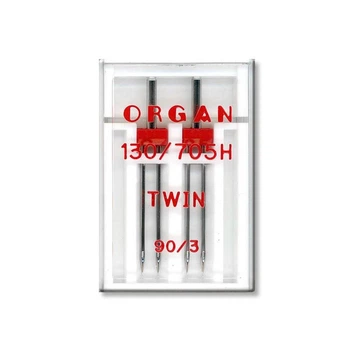 Иглы швейные двойные универсальные ORGAN TWIN №90/3 пластиковый бокс для бытовых швейных машин (7037)