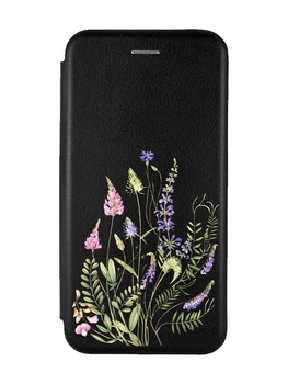 Чохол-книжка з малюнком для Samsung Galaxy A52 (A525) Чорний :: Квіткова ідилія (принт 382)