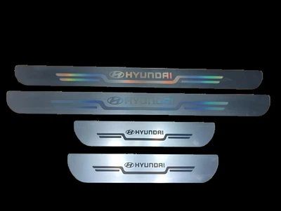 Защитные накладки на пороги для авто 4шт комплект Hyundai белые (ТЮН117)