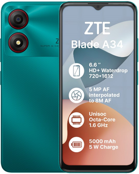 Smartfon ZTE Blade A34 2/64GB Green (6902176103216)