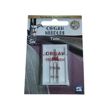 Иглы швейные двойные универсальные ORGAN TWIN №90/4 для бытовых швейных машин блистерная упаковка (6987)