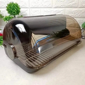 Пластиковая хлебница с откидной крышкой "Галицкая-миди" коричневая Ламела