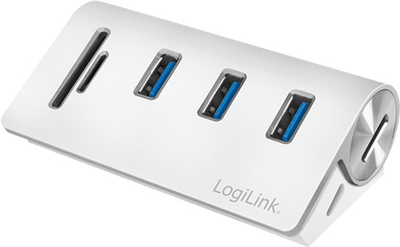 USB-хаб Logilink USB 3.0 Hub with Card Reader Silver (4052792053029)