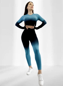 Костюм для фитнеса женский LILAFIT черно-берюзовый градиент M (LFS000115-1)