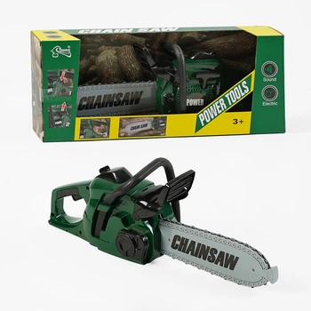 Дитяча іграшкова бензопила Ланцюг обертається ChainSaw на батарейках зі звуком Зелений