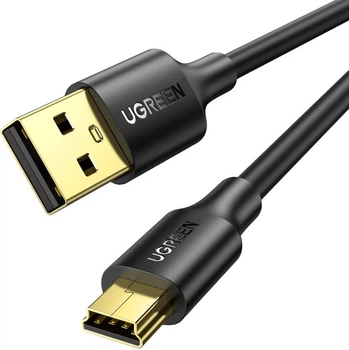 USB кабель USB на Mini-B 5 Pin UGREEN USB 2.0 Male to Mini-B Male (1m, 480 Mb/s, 2А). Black