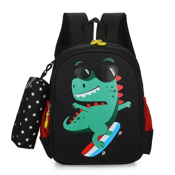 Дитячий рюкзак Hommex Small Dino Skate Black - тканина чорна / малюнок дракон на скейті / з пеналом