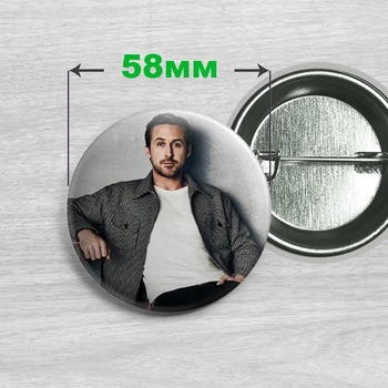 Значок Райан Гослинг / Ryan Gosling 58мм №1