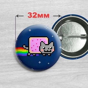 Значок мем Нян Кэт / Nyan Cat №3 32мм