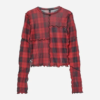 Топ женский H&M 061025615 XS Красный/Черная клетка (6666000338709)