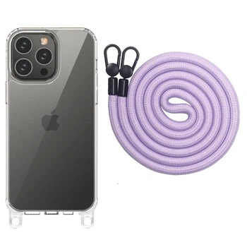 Противоударный Чехол TPU Transparent with Straps для Apple iPhone 12 Pro Max (6.7") Light Purple