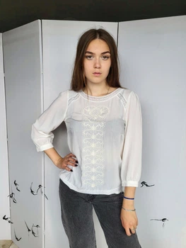 Блузка женская с вышивкой спереди H&M Молочная 11562 M (44)