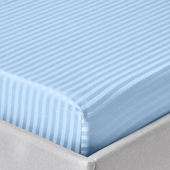 Простынь на резинке Zastelli Blue stripe поликоттон 160*200+20см Голубая