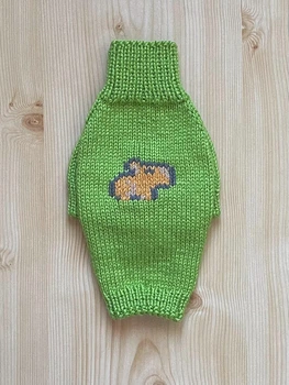 Вязаный Свитер для Собак с Капибарой Hand Made Размер S цвет Зеленый Травяной (01074)