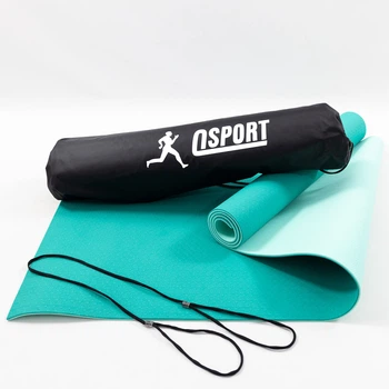 Коврик для йоги и фитнеса + чехол (мат, каремат спортивный) OSPORT Yoga ECO Pro 6мм (n-0007) Зелено-мятный