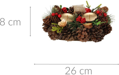 Świecznik Home Styling Collection z szyszek na dwie świeczki 26 cm (8720573728782)