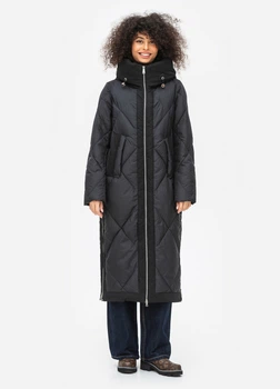 Довга куртка жіноча пальто зимовий Біо-пух DuPont Sorona original Viva-Wear 8676 50 чорний 86765
