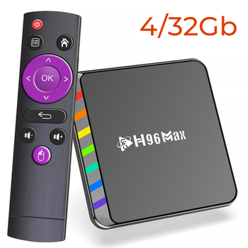 Смарт ТВ 4K HDR приставка H96 MAX W2 4/32Gb Amlogic S905W2 Android 11.0 Smart TV Box, налаштування Android TV у подарунок, YouTube та фільми без реклами