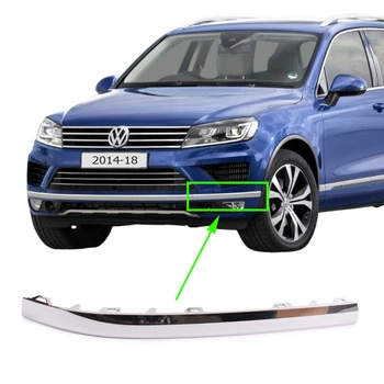 Молдинг хром переднего бампера Volkswagen Touareg II 2014-18 левый 7P6-853-253-2ZZ