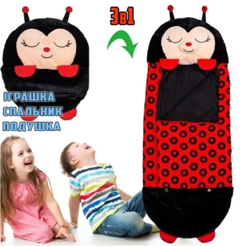 Детский спальный мешок - подушка на молнии 3 в 1 TOPA Божья Коровка Baby Sleeping Bag 120 см S Красный