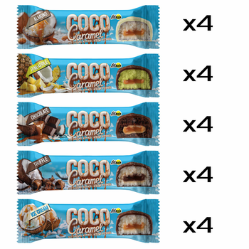 Батончики FitWin Coco Caramel с начинкой, АССОРТИ 40 г 20 шт без сахара ( 4820273230784)