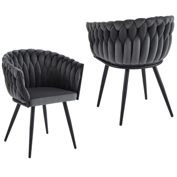 Комплект з двух М'яких Крісел Just Relax "Toskana Dark Grey" з графітовим оксамитом для дому, для кухні