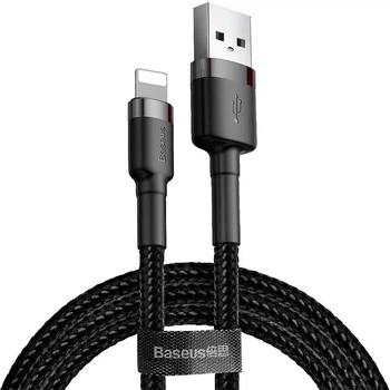 Зарядний кабель Baseus Cafule Lightning 2.4A 1m Gray/Black (CALKLF-BG1)