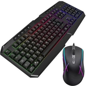 Комплект клавіатура та миша UKC 9541 з RGB-підсвіткою USB Black