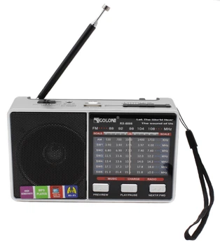 Радиоприемник аккумуляторный Golon RX-8866 MP3+USB+MicroSD с LED фонариком Grey-Black (7_01292)