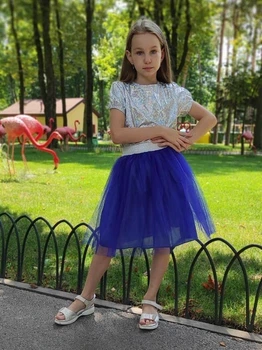 Спідниця фатинова для дівчаток синя зріст 104