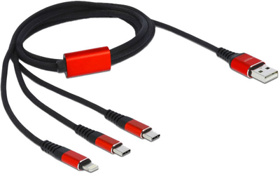 Kabel ładowarki Delock USB 3 w 1 Typ-A do Lightning / 2 x USB Type-C 1 m (4043619867097)