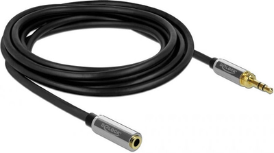 Przedłużacz Delock stereo 3.5 mm 3 pin męski na żeński z przejściówką 6.35 mm nakręcaną Black 3 m (4043619857821)