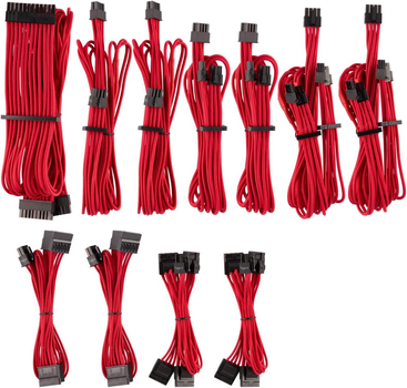 Zestaw kabli do zasilacza Corsair Premium Pro-Kit Type 4 Gen 4 Red 20 szt (843591079587)